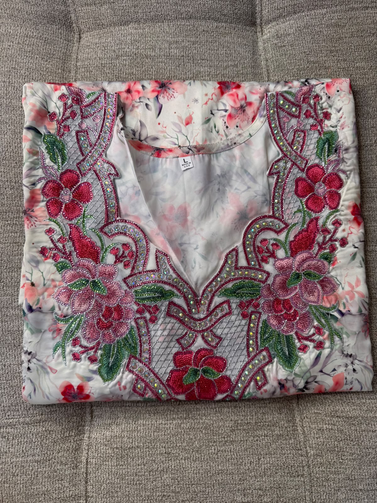 Pink Pure Italian Silk Makhwar with Matching Shayla | Luxury Emirati Modest Dress