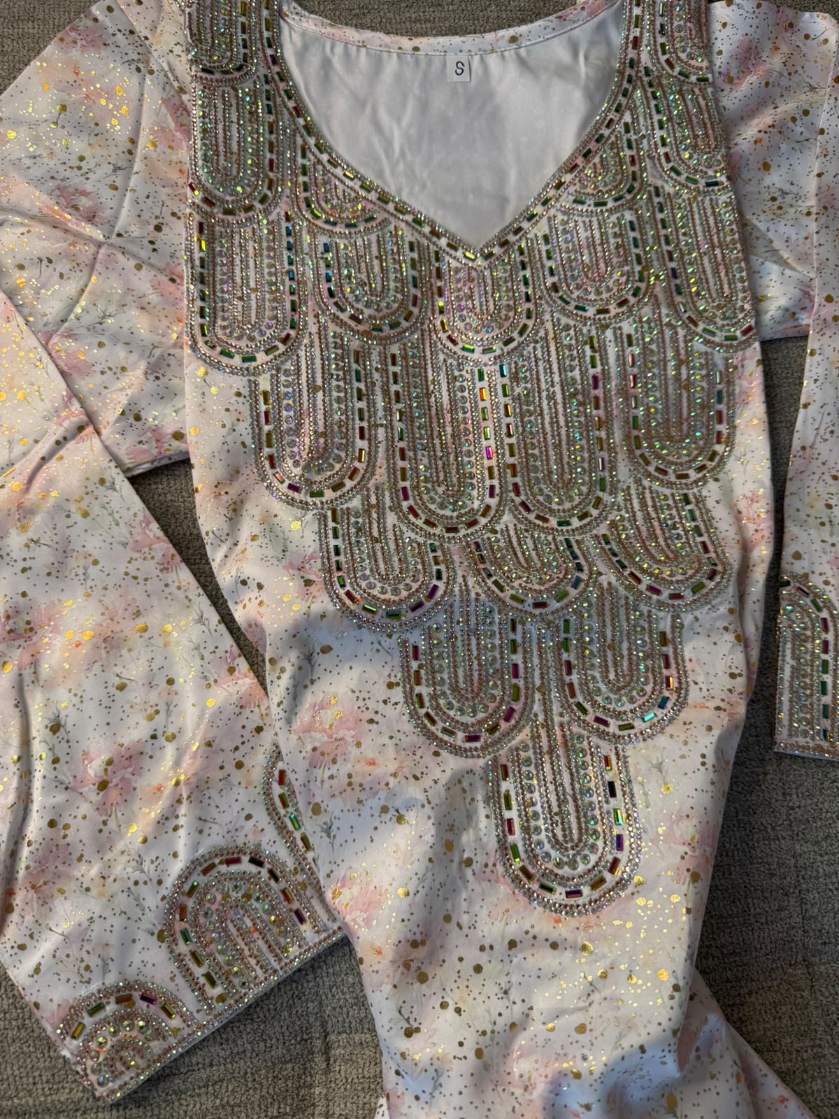 Pink Emirati Silk Makhwar with Shayla