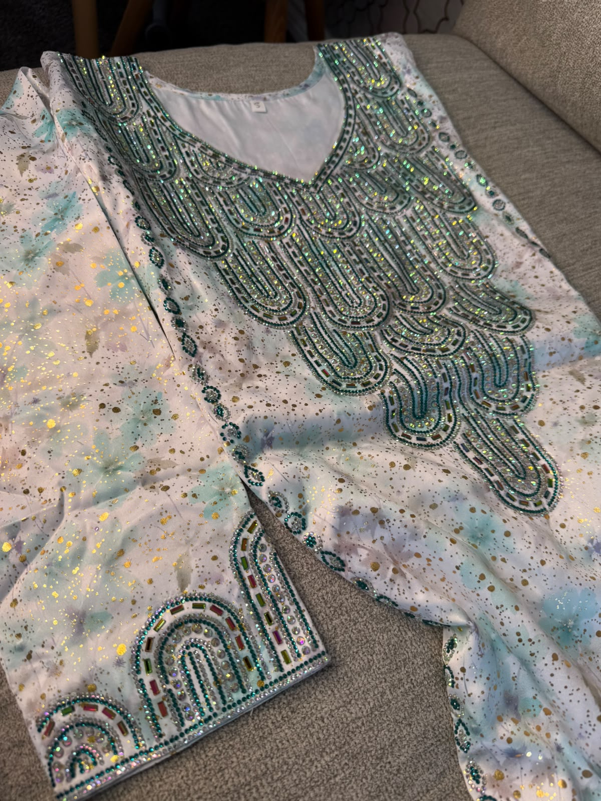Bleu Silk Makhwar with Shayla