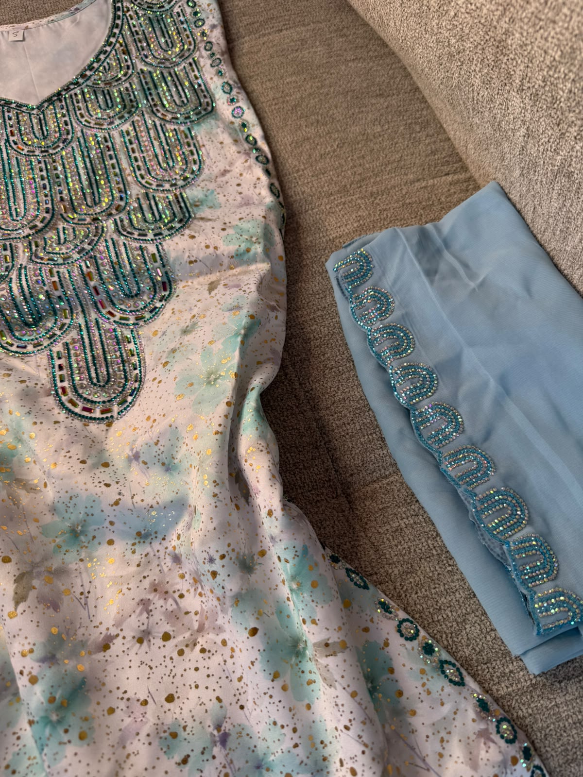 Bleu Silk Makhwar with Shayla