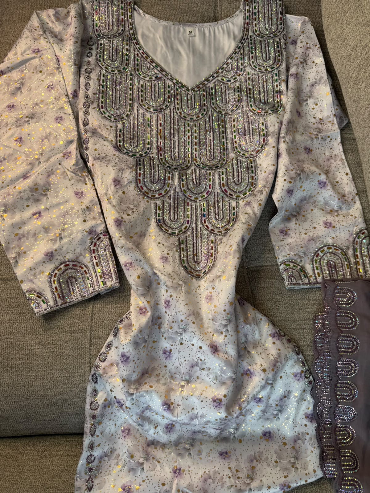 Purple Pure Silk Emirati Makhwar, With Shayla, Ready to wear