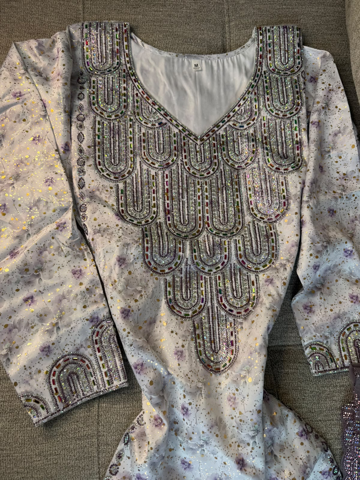 Purple Pure Silk Emirati Makhwar, With Shayla, Ready to wear
