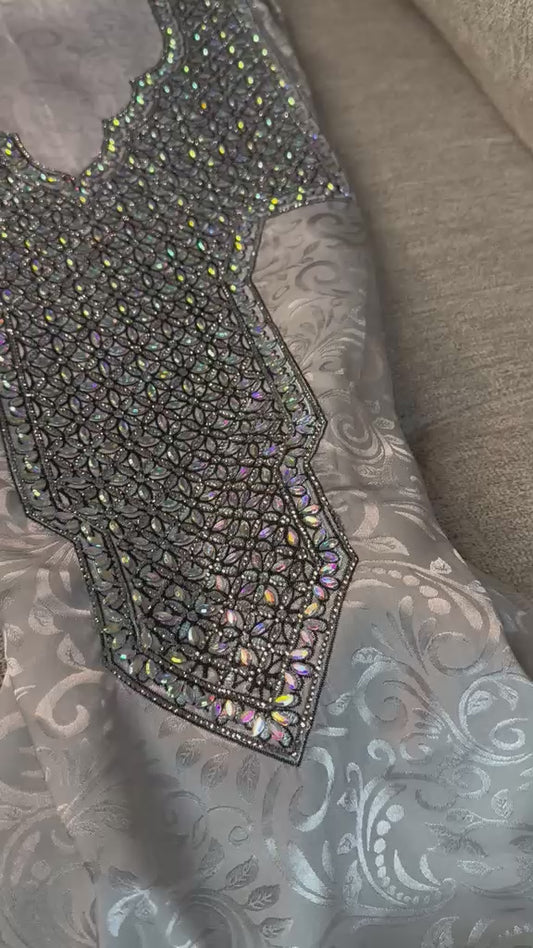 Luxury Gray Emirati Makhwar, ( Not Ready )